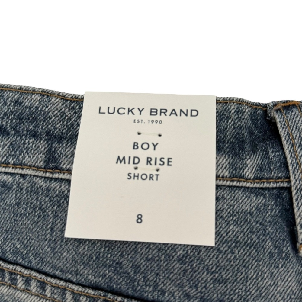 NWT Lucky Brand Mid Rise Boy Jean Shorts Raw Hem Distressed Size 29/8 - Picture 7 of 11
